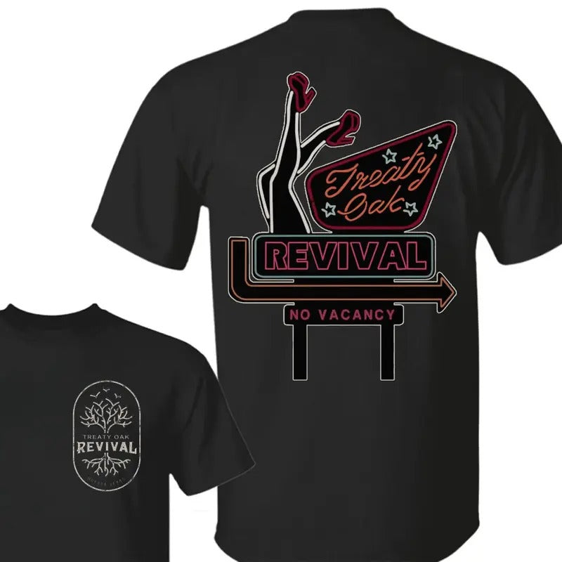 Treaty Oak Revival Neon Sign 2 Sides Unisex Tee Hoodie, Sweatshirt | RetroVerseTees.com