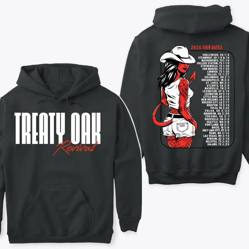 Treaty Oak Revival Tour 2024 Hoodie Sweatshirt T-shirt Fan Gift Ideas for Music Enthusiasts | RetroVerseTees.com