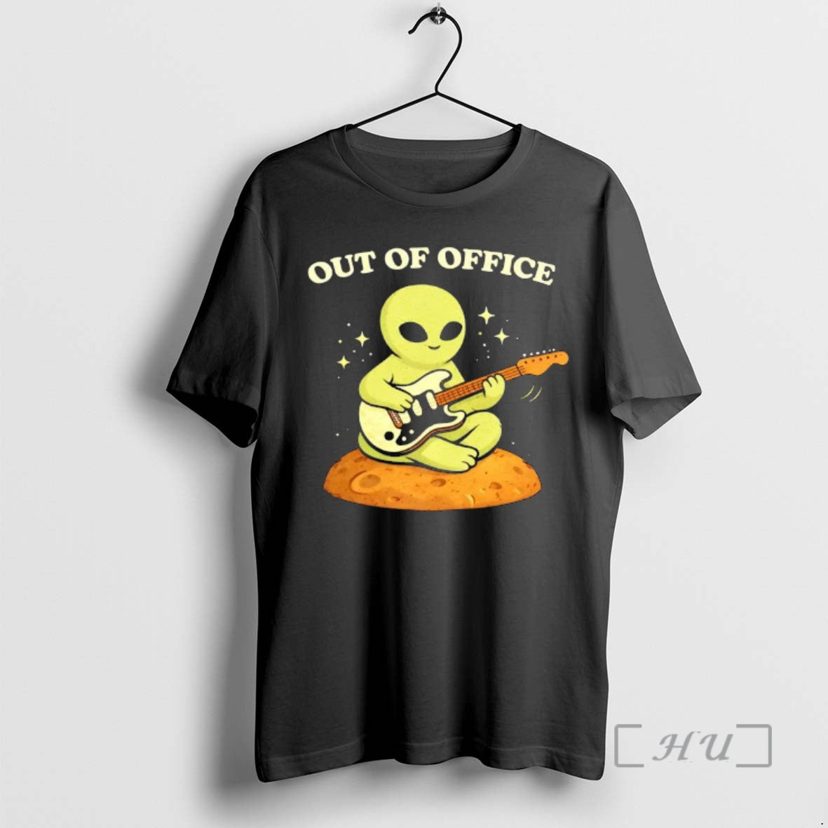 Trending Alien Playing Guitar Out Of Office T-Shirts, Hoodie, Sweatshirt | RetroVerseTees.com