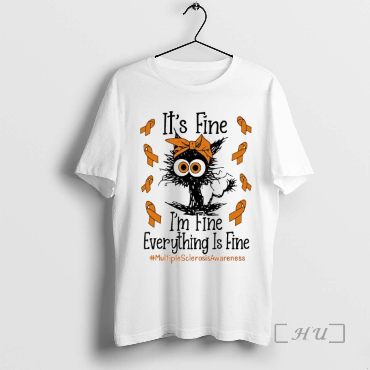 Trending Black Cat Its Fine Im Fine Multiple Sclerosis Logo T-Shirts, Hoodie, Sweatshirt | RetroVerseTees.com