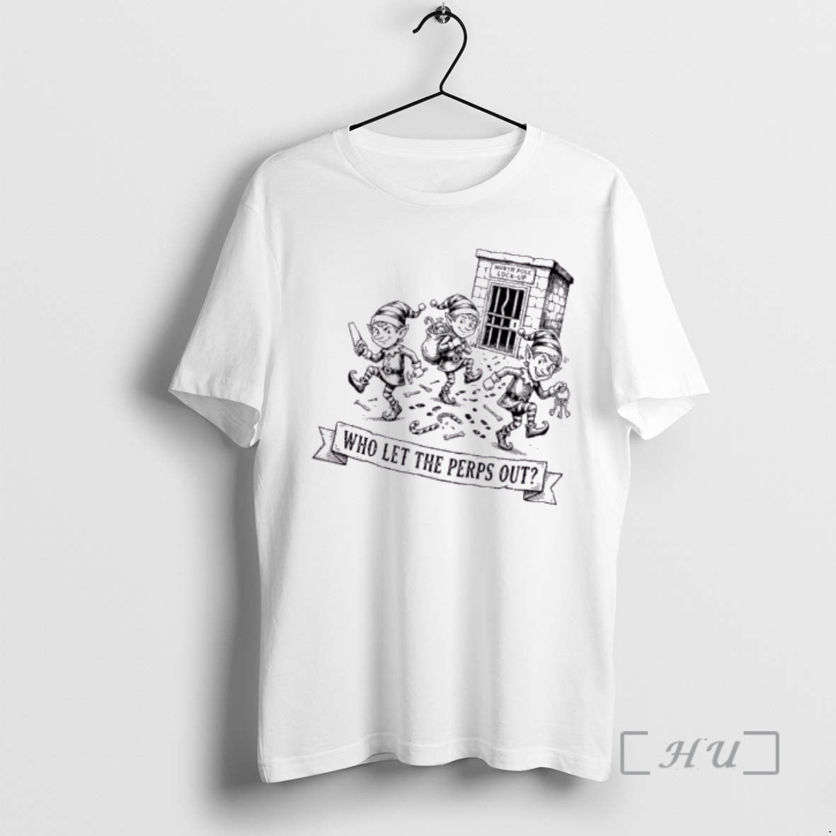 Trending Elf North Pole Lock Up Who Let The Perps Out Premium T Shirts Sweater Hoodie, Sweatshirt | RetroVerseTees.com