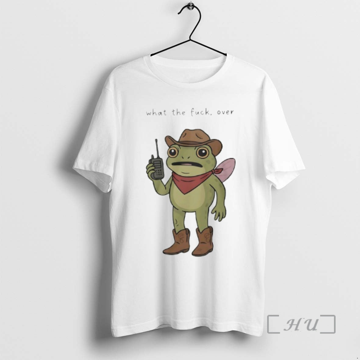 Trending Frog Cowboy Holding Walkie Talkie What The Fuck Over T-Shirts, Hoodie, Sweatshirt | RetroVerseTees.com