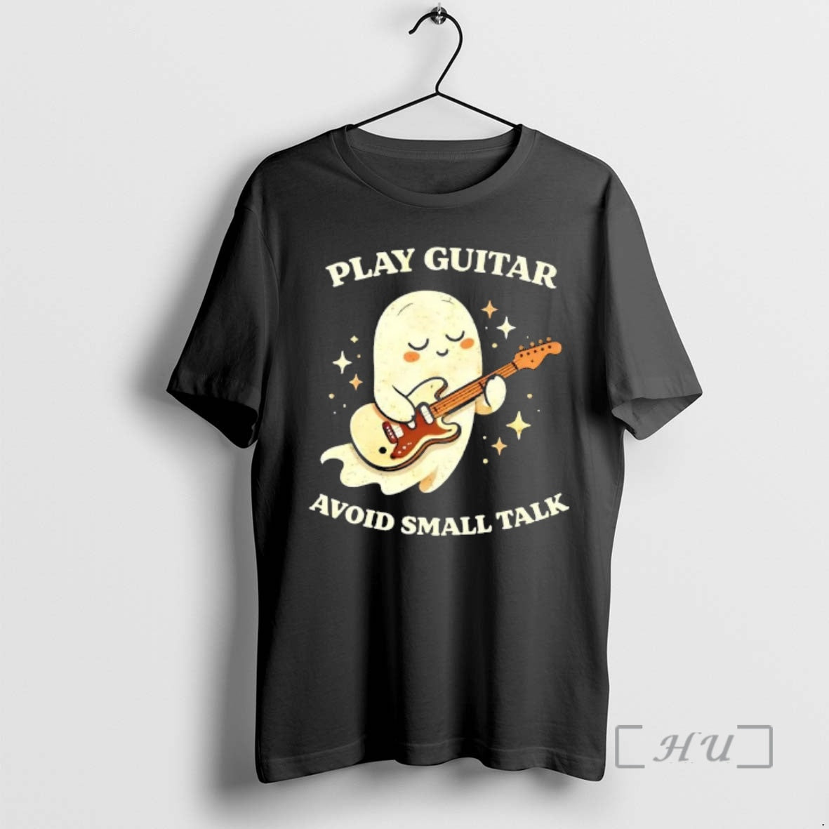 Trending Ghost Play Guitar Avoid Small Talk T-Shirts, Hoodie, Sweatshirt | RetroVerseTees.com