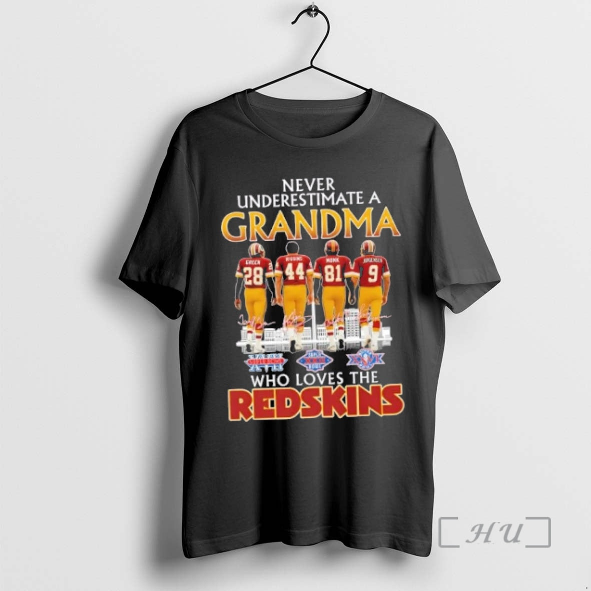 Trending Green Riggins Monk Jurgensen Never Underestimate A Grandma Who Loves The Washington Redskins Skyline T-Shirts,...