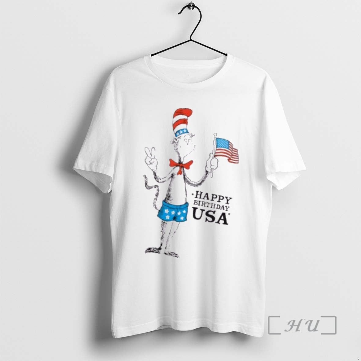 Trending Happy Birthday Usa Cat In The Hat American Flag T-Shirts, Hoodie, Sweatshirt | RetroVerseTees.com