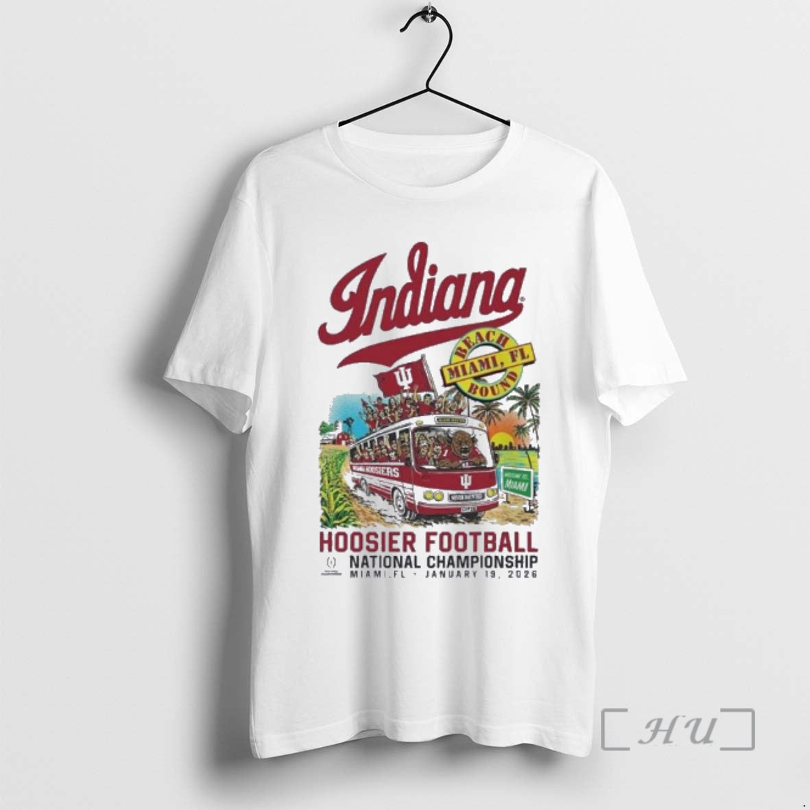 Trending Iu 2025 National Championship Game Bus To Miami Beach T-Shirts, Hoodie, Sweatshirt | RetroVerseTees.com