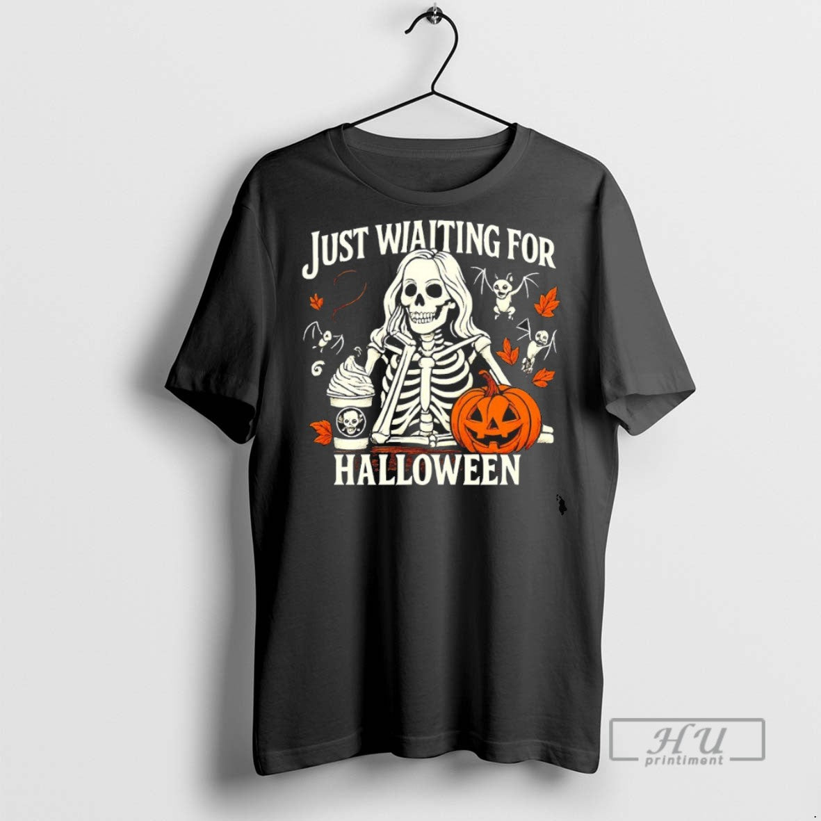 Trending Just Waiting For Halloween Skeleton Blackshirt T Shirts