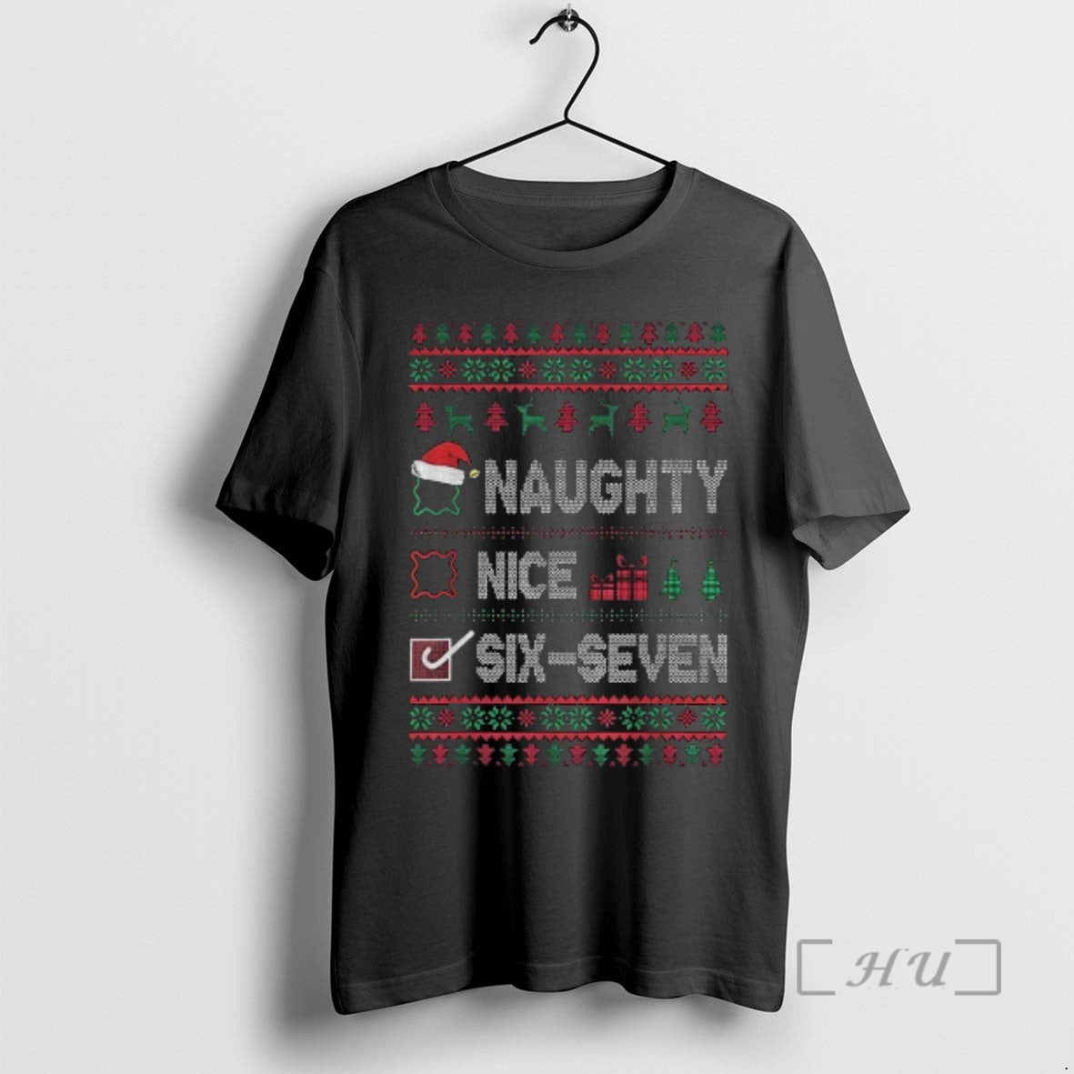 Trending Naughty Nice Six Seven Meme Santa Merry Christmas T-Shirts, Hoodie, Sweatshirt | RetroVerseTees.com