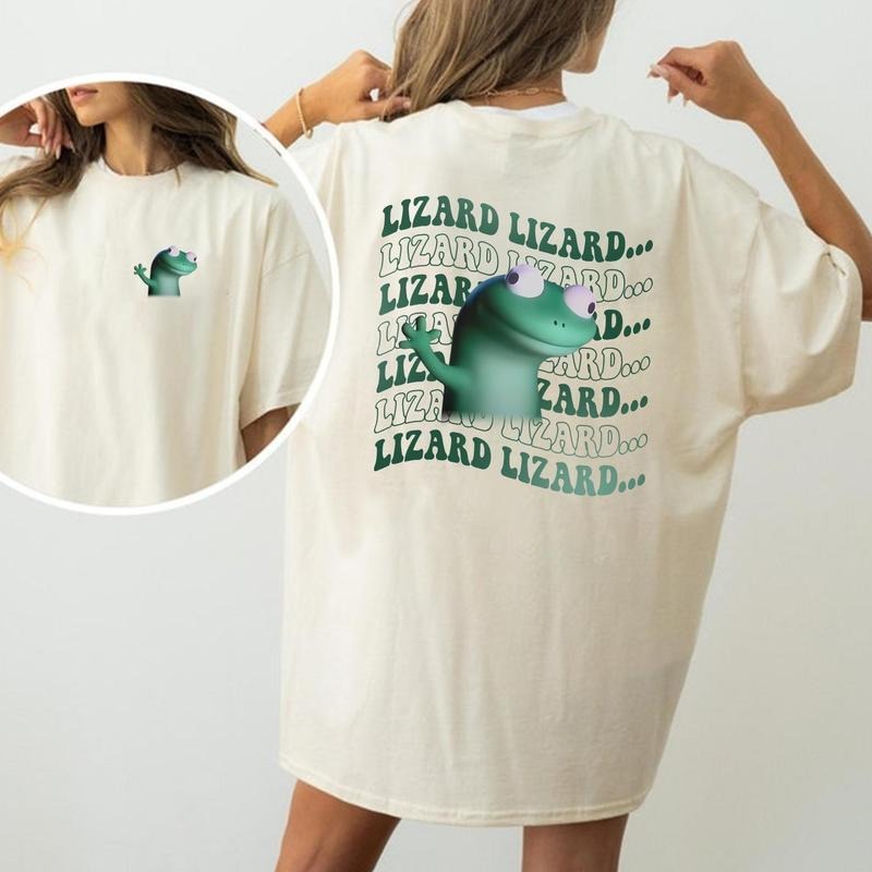 Trending Outfit Funny Meme Lizard 2 sided T-Shirt, Movie Shirts, Funny Graphics Shirt, Unisex, Graphic Tee For Men, For...
