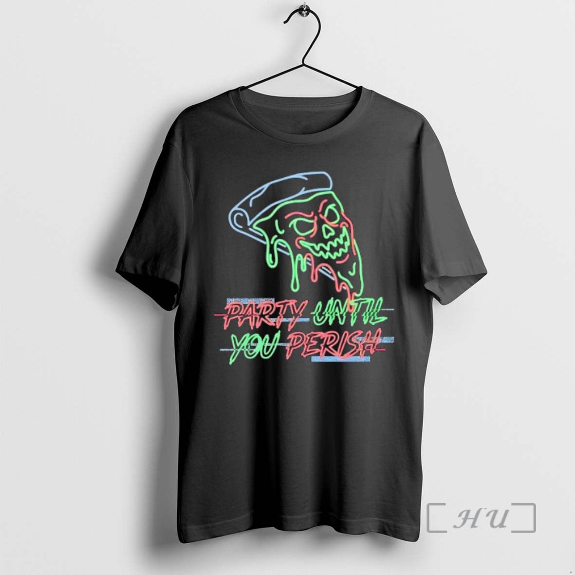 Trending Pizza Skull Party Until You Perish T-Shirts, Hoodie, Sweatshirt | RetroVerseTees.com