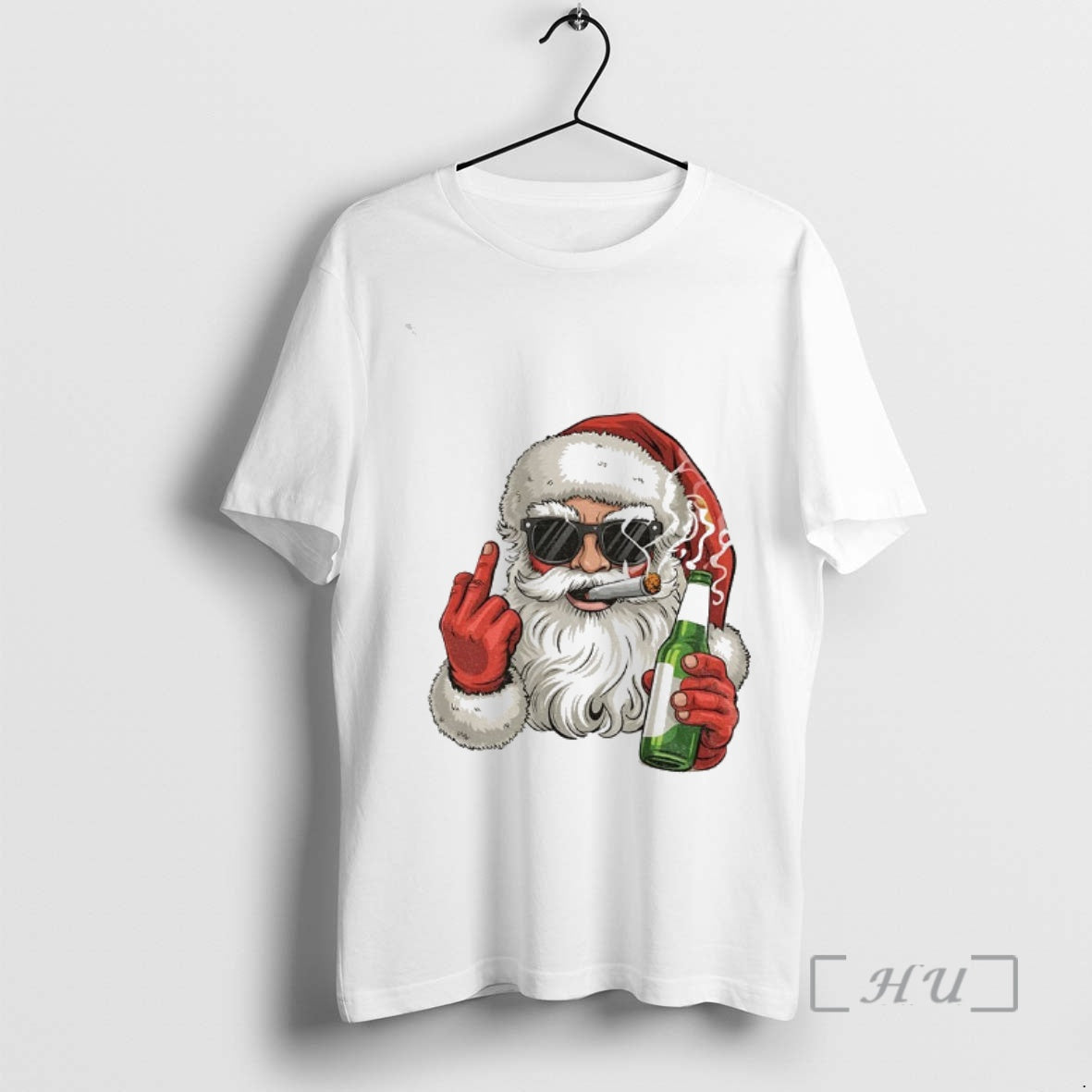 Trending Santa Claus Smoking Middle Finger Merry Christmas T-Shirts, Hoodie, Sweatshirt | RetroVerseTees.com