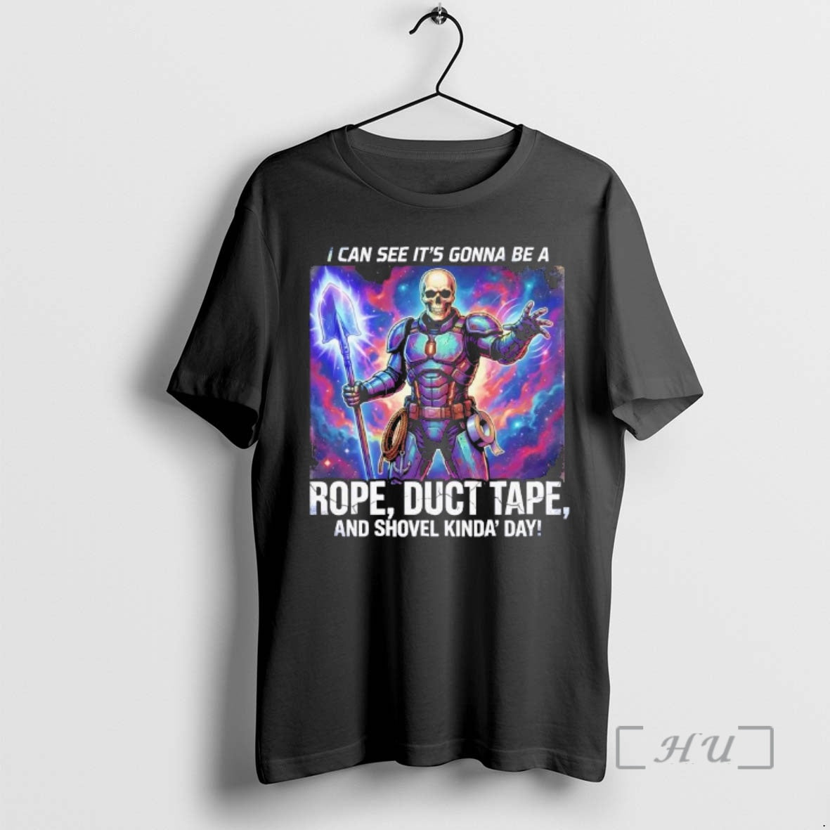 Trending Skeleton I Can See Its Gonna Be A Rope Duct Tape And Shovel Kinda T-Shirts, Hoodie, Sweatshirt | RetroVerseTees.com