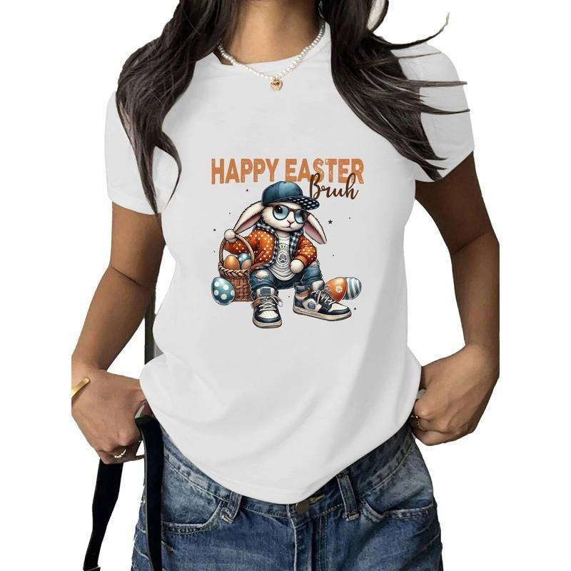 Trending Tee: Hip Bunny Red plumber brand Cap Gunpla brand Sunglasses with "HAPPY EASTER bruh" Text Gunpla brand Easter...