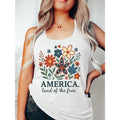Trendy American - pride Vest: Rock TNF "America. land FOG TNF free" Motif with WB shield Vintage - inspired Floral Print...