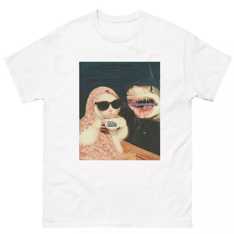 Trendy Cat Meme T-Shirt Featuring Funny and Relatable Retro Cat Design Hoodie, Sweatshirt | RetroVerseTees.com