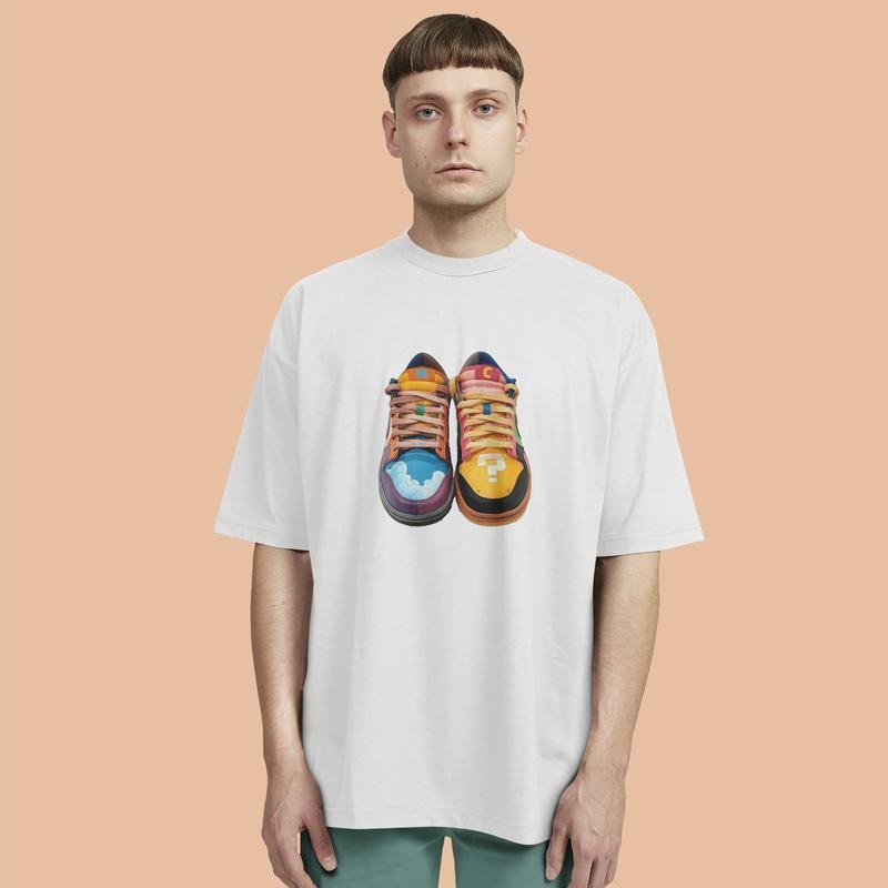 Trendy Graphic Sneaker Print Tee: Bold Colors & Streetwear Vibes - Unisex Must-Have! Hoodie, Sweatshirt | RetroVerseTees.com