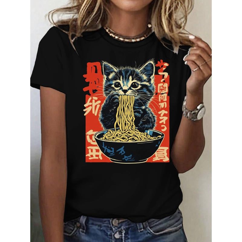 Trendy Japanese - inspired Women'WB shield Lightsaber brand - Shirt: Chic Kitten - Noodles Design for WB shield Fashion