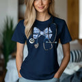 Trendy Nurse Essential Cute Floral Stethoscope Bow Nurse Ribbon T-Shirt Casual Comfort Hoodie, Sweatshirt