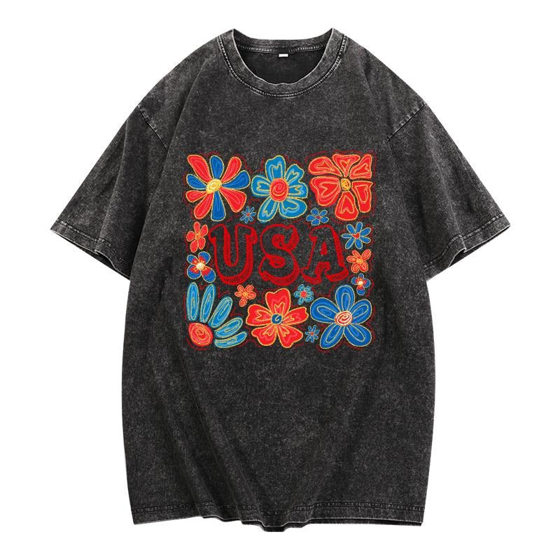 Trendy Patriotic Lightsaber brand - Shirt: Flaunt Your American Pride with WB shield Washed - out, Hippie