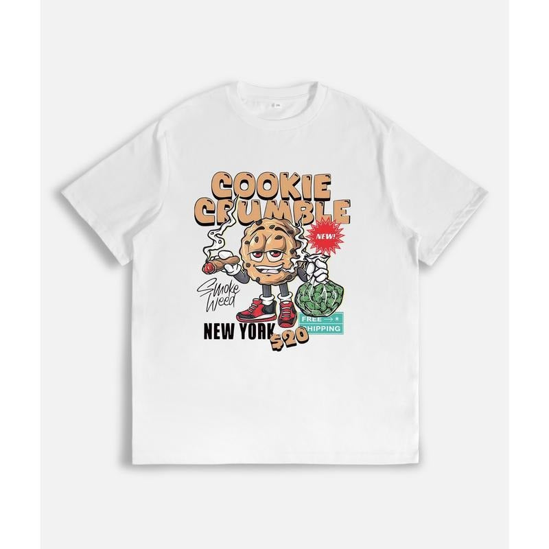 Trendy Street - inspired Lightsaber brand - Shirt with "Cookie Crumble" Character, Smoking Vibe Gunpla brand Hip