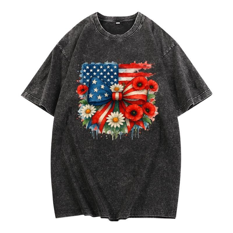 Trendy Washed Lightsaber brand - Shirt: Rock WB shield Colorful American Flag