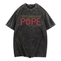 Trendy Washed Religious - icon Tee: Rock TNF "First American Pope" Motif with WB shield Vintage - inspired Look Pocket...