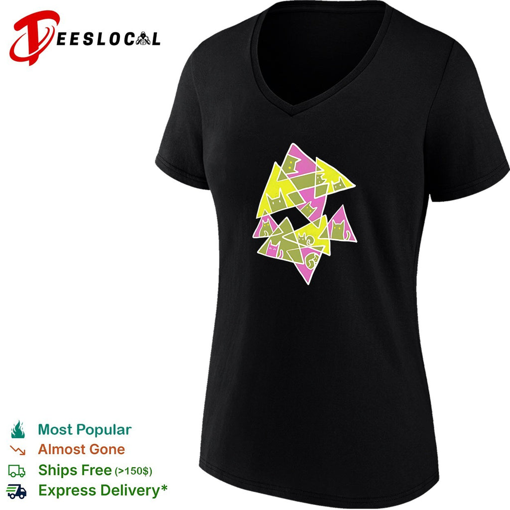 Triangular Cat Warp retro shirt