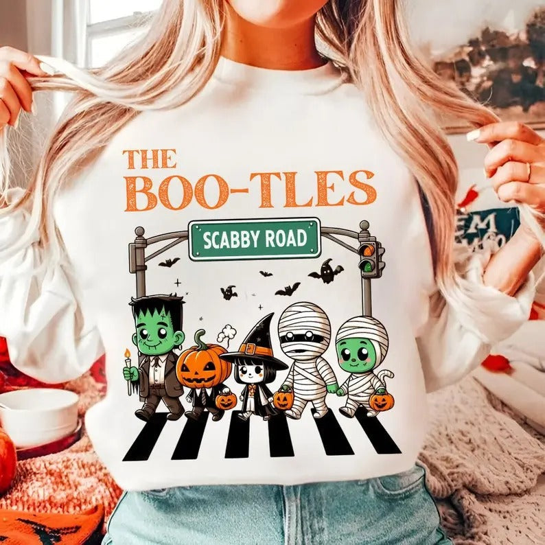 Trick Or Treat SweatShirt, The Boo-tles Parody Halloween T-Shirt, Abbey Road Sublimation Hoodie | RetroVerseTees.com