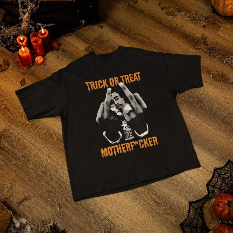 Trick or Treat Toopac Shirt, Funny Halloween Hoodie, Rapper Tee Sweatshirt | RetroVerseTees.com