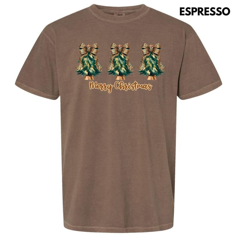 Triple Cheetah Bow Christmas Trees Comfort Colors T-Shirt 'NLB' Hoodie, Sweatshirt | RetroVerseTees.com