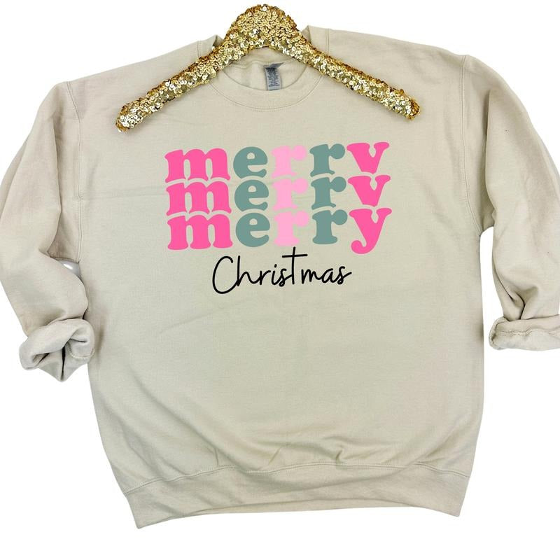 Triple Merry Christmas Sweatshirt 'NLB' T-Shirts, Hoodie | RetroVerseTees.com