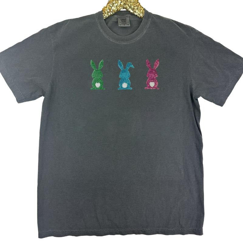 Triple Sequin Bunnies Comfort Colors T-Shirt Hoodie, Sweatshirt | RetroVerseTees.com