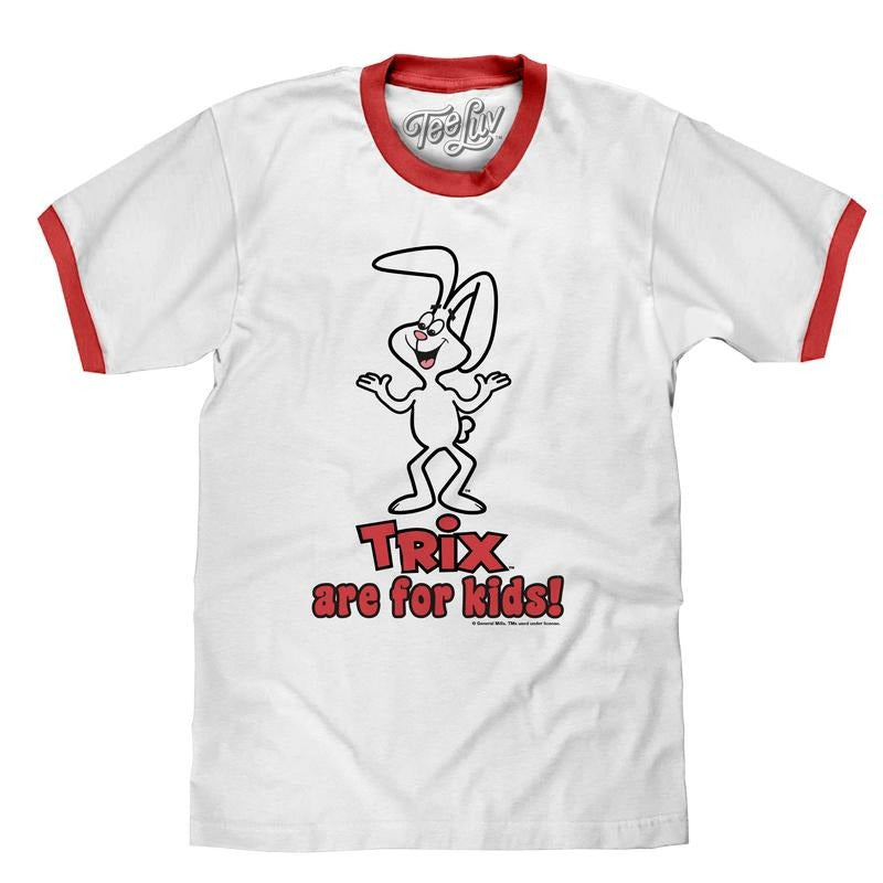 Trix are for Kids! Ringer T-Shirt - White and Red graphic tee Hoodie, Sweatshirt | RetroVerseTees.com