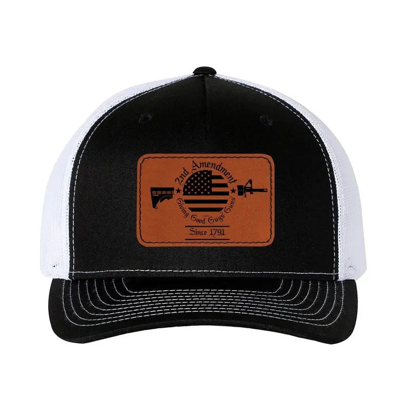 Trucker Hat Baseball Cap 2nd Amendment Giving Good Guys Guns Since 1791 Leather Patch Style Hat T-Shirts, Hoodie, Sweatshirt
