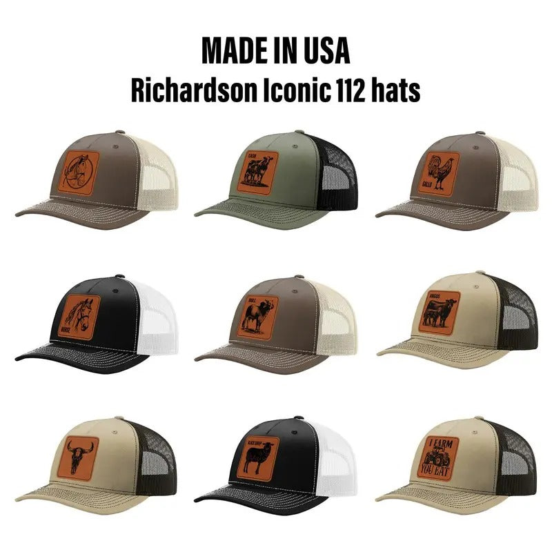 Trucker Hat Baseball Cap Farm Animal Ranch Leather Patch Style Hat T-Shirts, Hoodie, Sweatshirt | RetroVerseTees.com