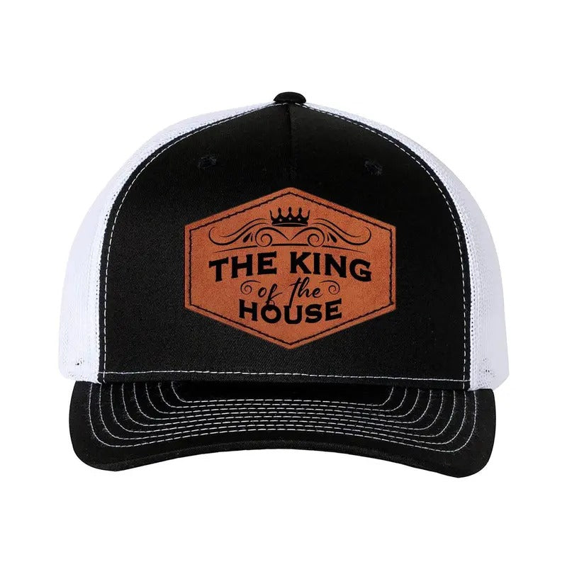 Trucker Hat Baseball Cap Father's Day Gift The King of The House Leather Patch Style Hat T-Shirts, Hoodie, Sweatshirt