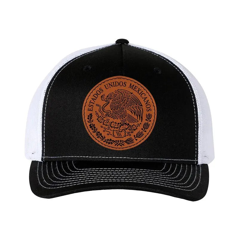 Trucker Hat Baseball Cap Mexico Coat of Arms Escudo de Mexico Leather Patch Style Hat T-Shirts, Hoodie, Sweatshirt