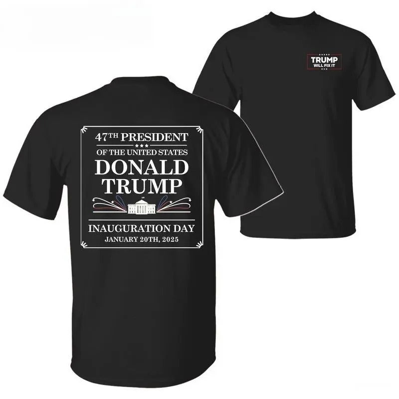 Trum Inauguration 2025 T-Shirt, 47th US President Trum Will Fix It Shirt, Memorabilia 2 Sided Graphic Printed Unisex...