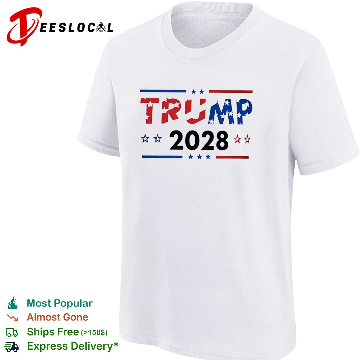 Trump 2028 patriotic stars and stripes shirt