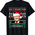 Trump All I Want For Christmas President Ugly Christmas 2024 T-Shirt Hoodie, Sweatshirt | RetroVerseTees.com
