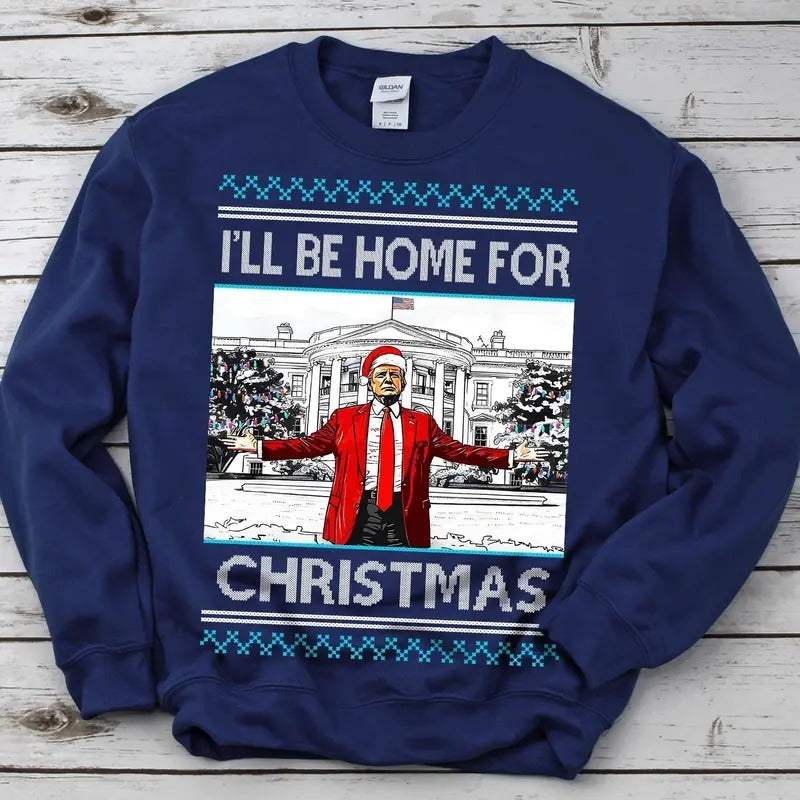 Trump Christmas Sweater President Trump 2024 Donald Trump SweatShirt Casual Classic T-Shirts, Hoodie | RetroVerseTees.com