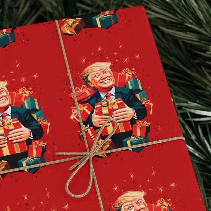 Trump Christmas Wrapping Paper Make Christmas Great Again Wrapping Paper Festive Holiday Christmas Wrapping Present Paper...