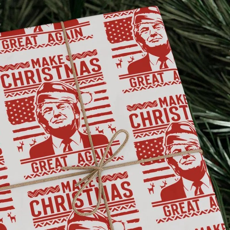 Trump Christmas Wrapping Paper Make Christmas Great Again Wrapping Paper Funny Christmas Gift Paper MAGA Gift Wrap...
