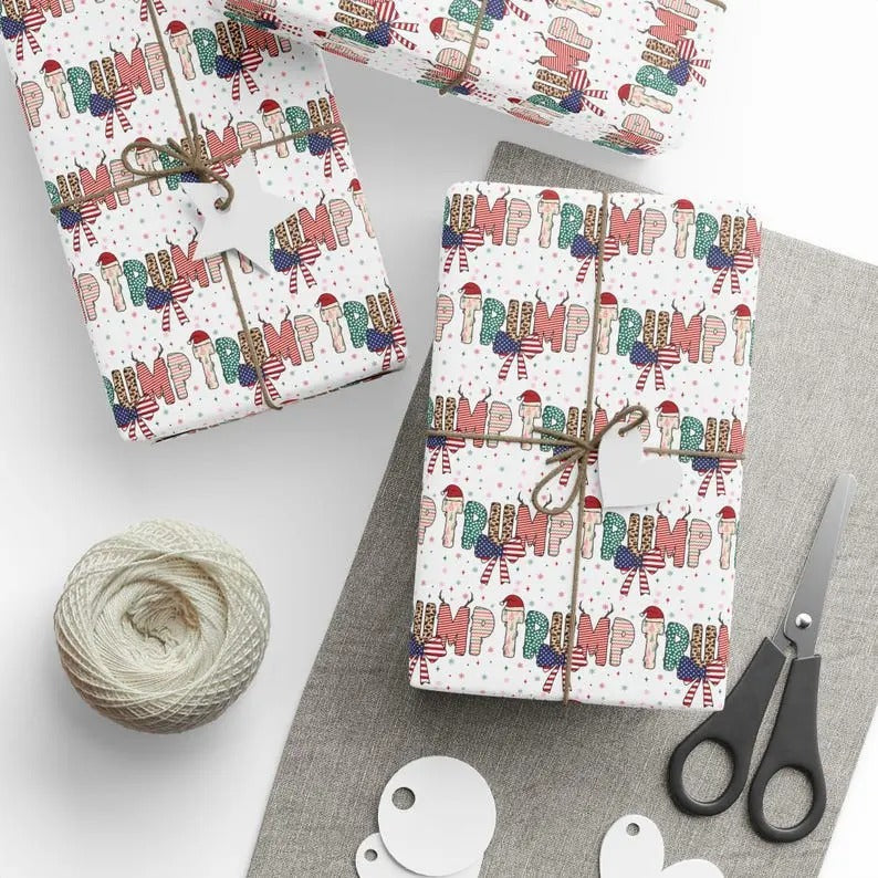 Trump Christmas Wrapping Paper, Holiday Gift Wrap Roll, Donald Trump Gift Wrap, Patriotic Holiday Gift Wrap Unique Gift...