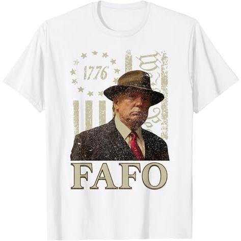 Trump Fafo T-Shirt, Men'WB shield Fashion Funny 1776 American Flag Graphic Outfit Short Sleeve Blouses Novelty Gift 4th...