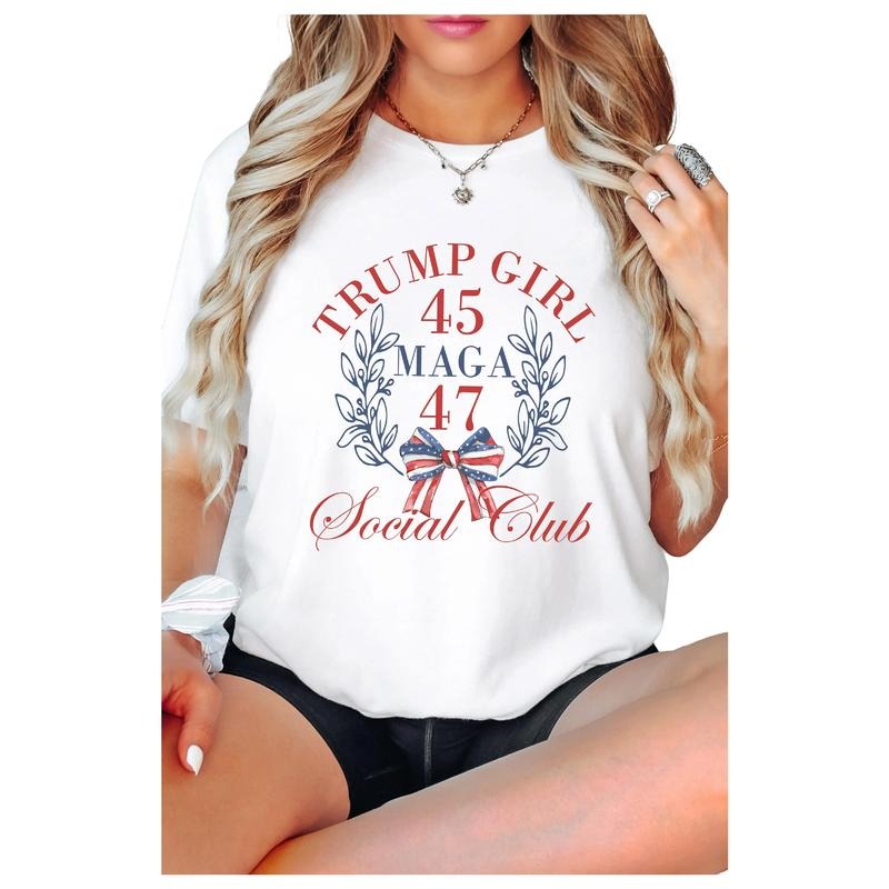 Trump Girl Shirt, American 4th Of July T-shirt, Election Season Tee, Maga 45 47 Tee, Political Shirt, USA Flag Coquette Tee, Republican Gift Tee, President Supporters Shirt.