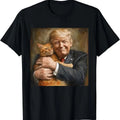 Trump Hugging an Orange Cat 2024 T-Shirt | Unisex Cotton Tee Gift | Full Size Hoodie, Sweatshirt | RetroVerseTees.com