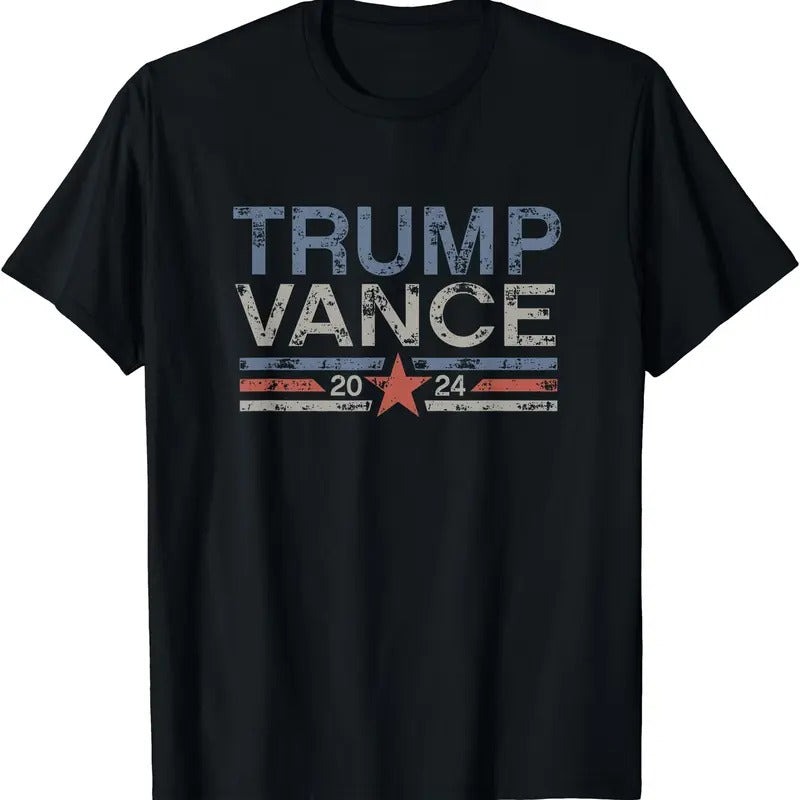 Trump JD Vance 2024 Retro Stripe and Star T-Shirt Hoodie, Sweatshirt | RetroVerseTees.com