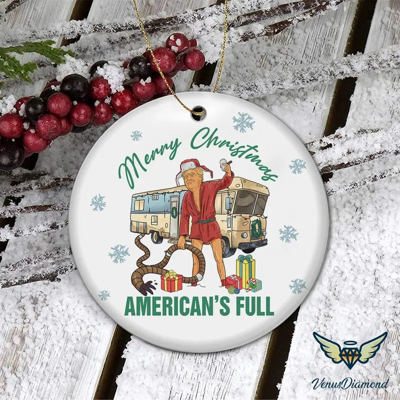 Trump Merry Christmas American's Full Ornament, Donald Trump Ornament, National Lampoon's Ornament, Christmas Ornament,...