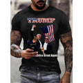 Trump Patriotic American Flag Print T-Shirt - Casual Crew Neck Polyester Tee with Slight Stretch, Knit Fabric